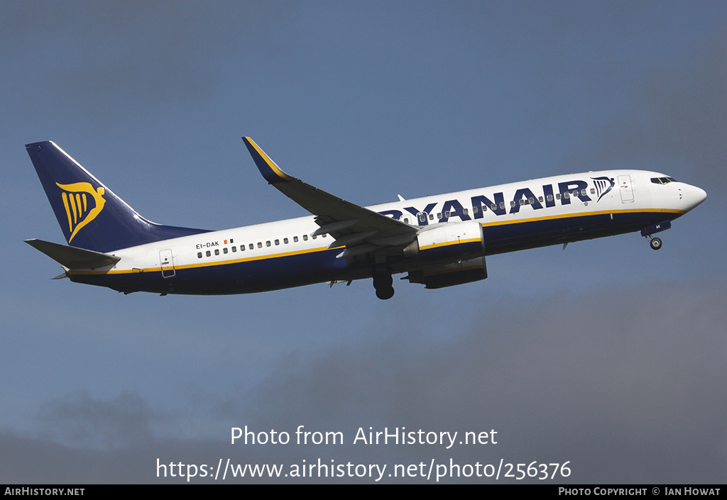 Aircraft Photo of EI-DAK | Boeing 737-8AS | Ryanair | AirHistory.net #256376