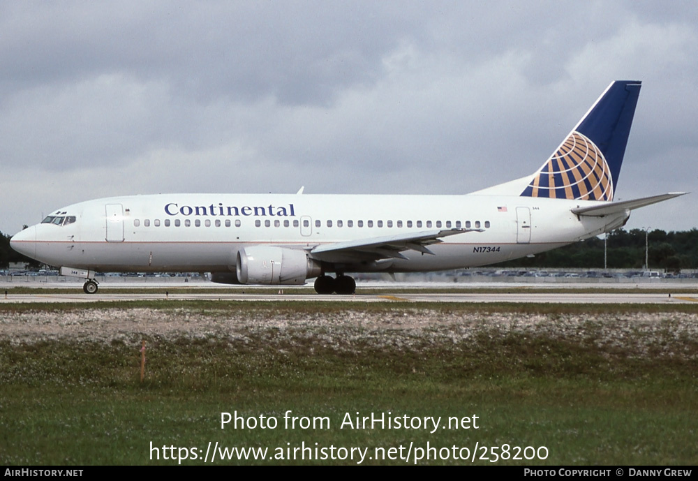 Aircraft Photo of N17344 | Boeing 737-3T0 | Continental Airlines | AirHistory.net #258200