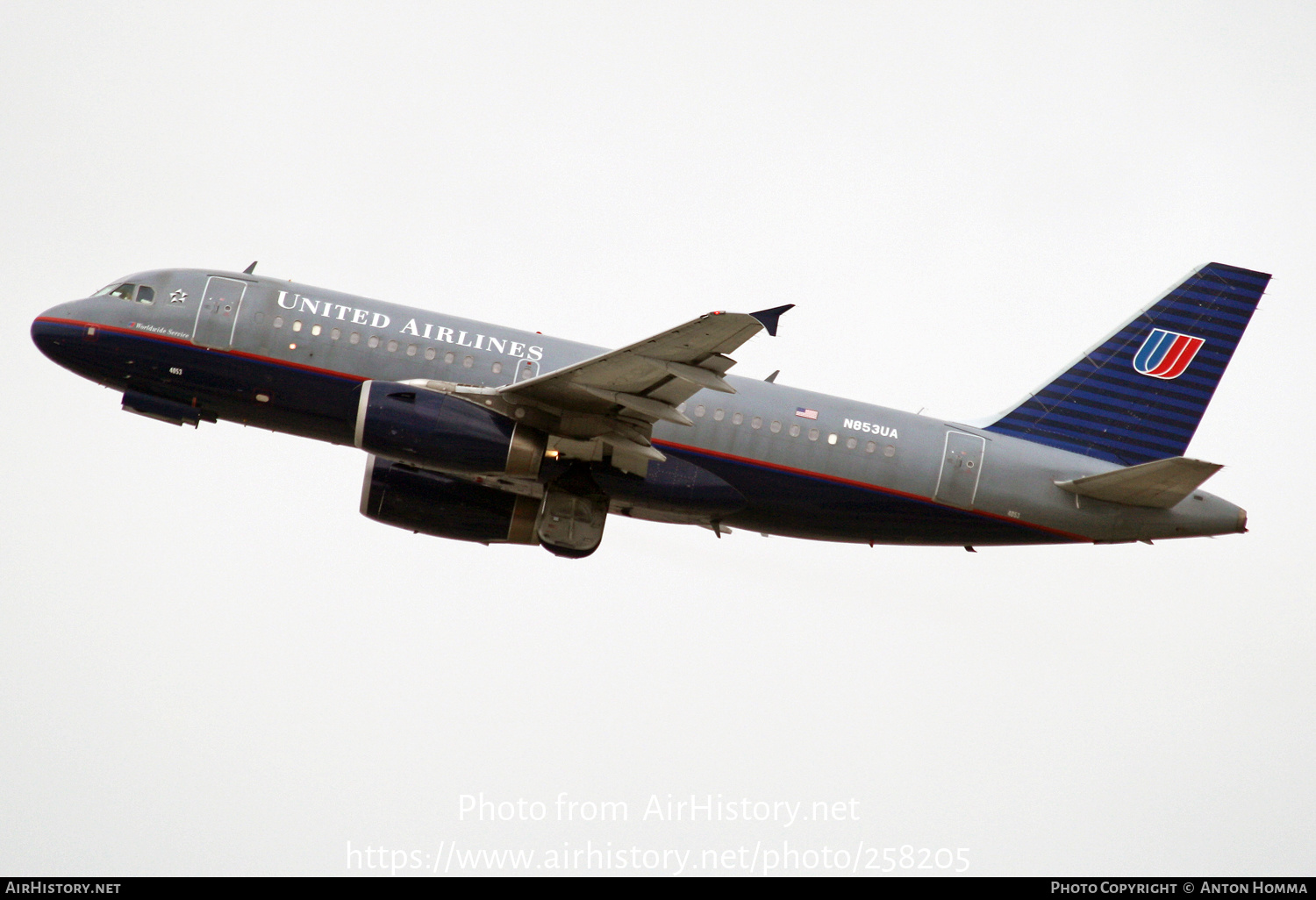 Aircraft Photo of N853UA | Airbus A319-131 | United Airlines | AirHistory.net #258205