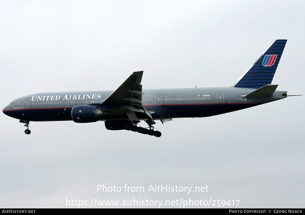 Aircraft Photo of N781UA | Boeing 777-222 | United Airlines | AirHistory.net #259417