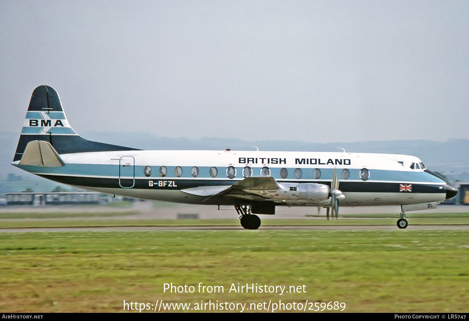 Aircraft Photo of G-BFZL | Vickers 836 Viscount | British Midland Airways - BMA | AirHistory.net #259689