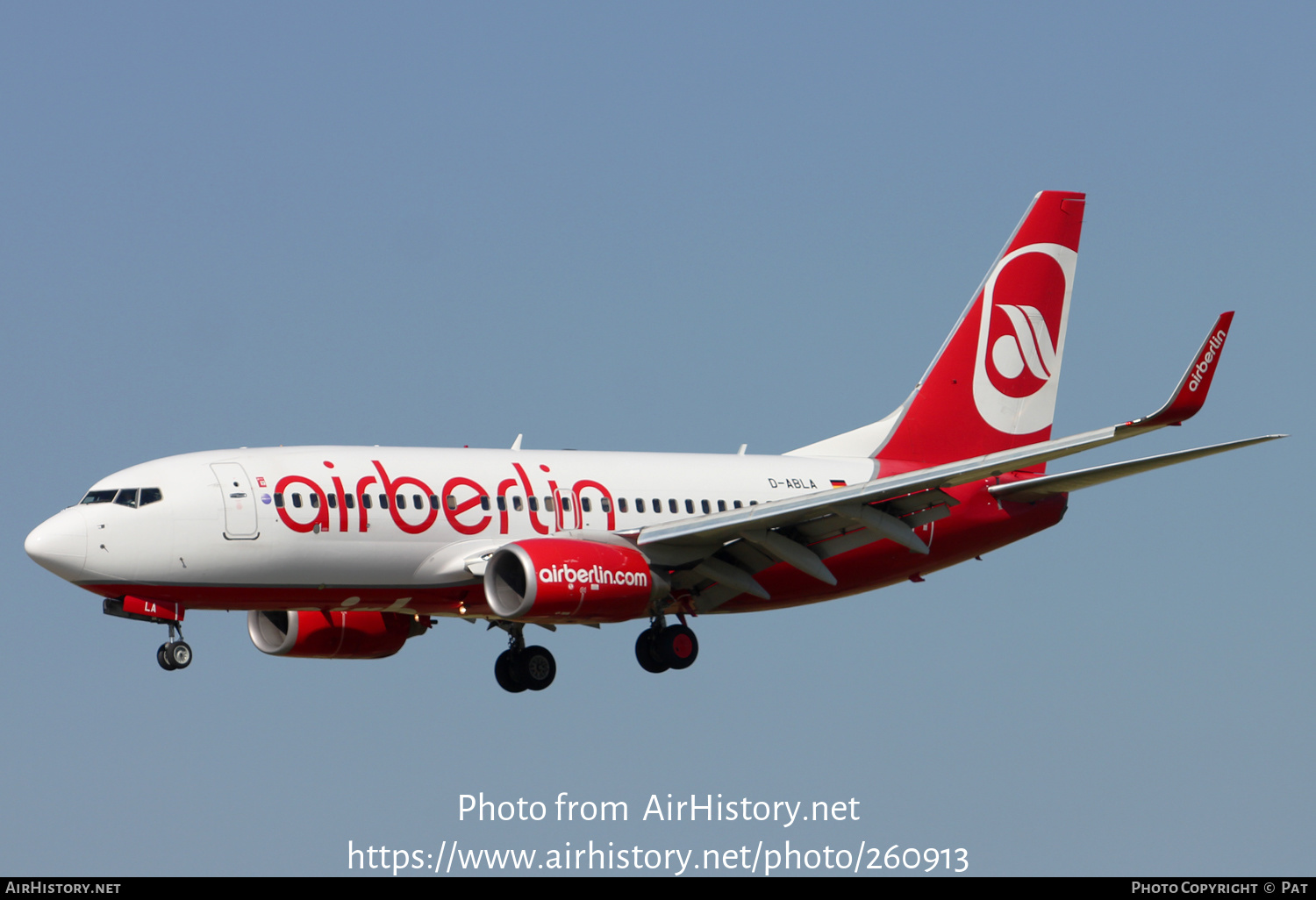 Aircraft Photo of D-ABLA | Boeing 737-76J | Air Berlin | AirHistory.net #260913