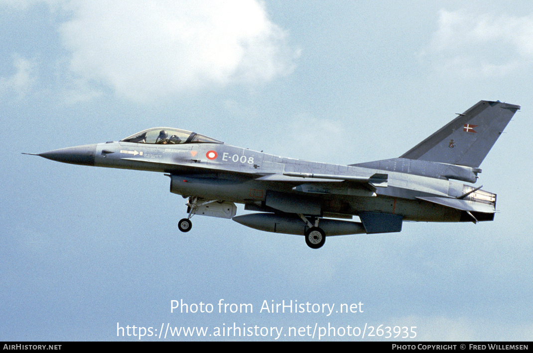 Aircraft Photo of E-008 | General Dynamics F-16AM Fighting Falcon | Denmark - Air Force | AirHistory.net #263935