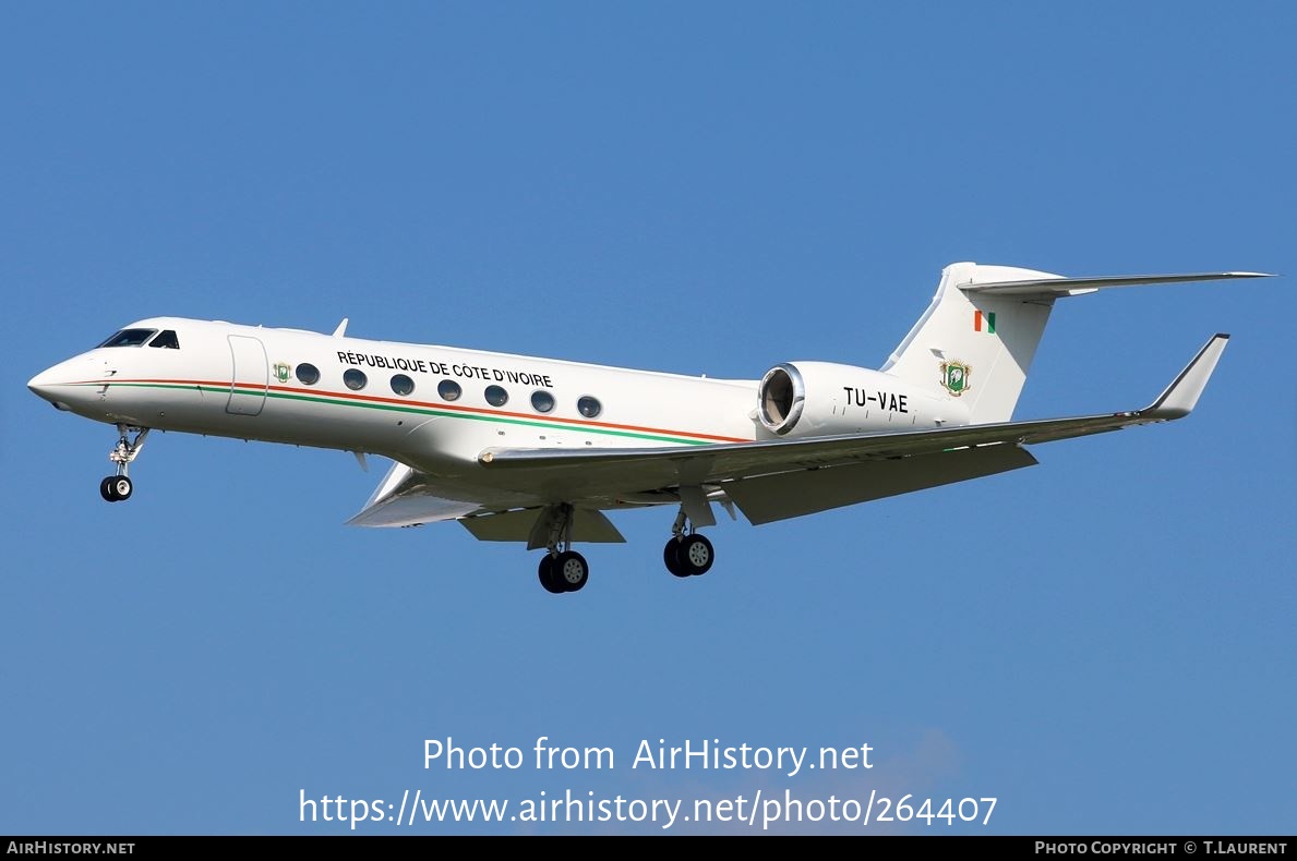 Aircraft Photo of TU-VAE | Gulfstream Aerospace G-V-SP Gulfstream G550 | Ivory Coast - Air Force | AirHistory.net #264407