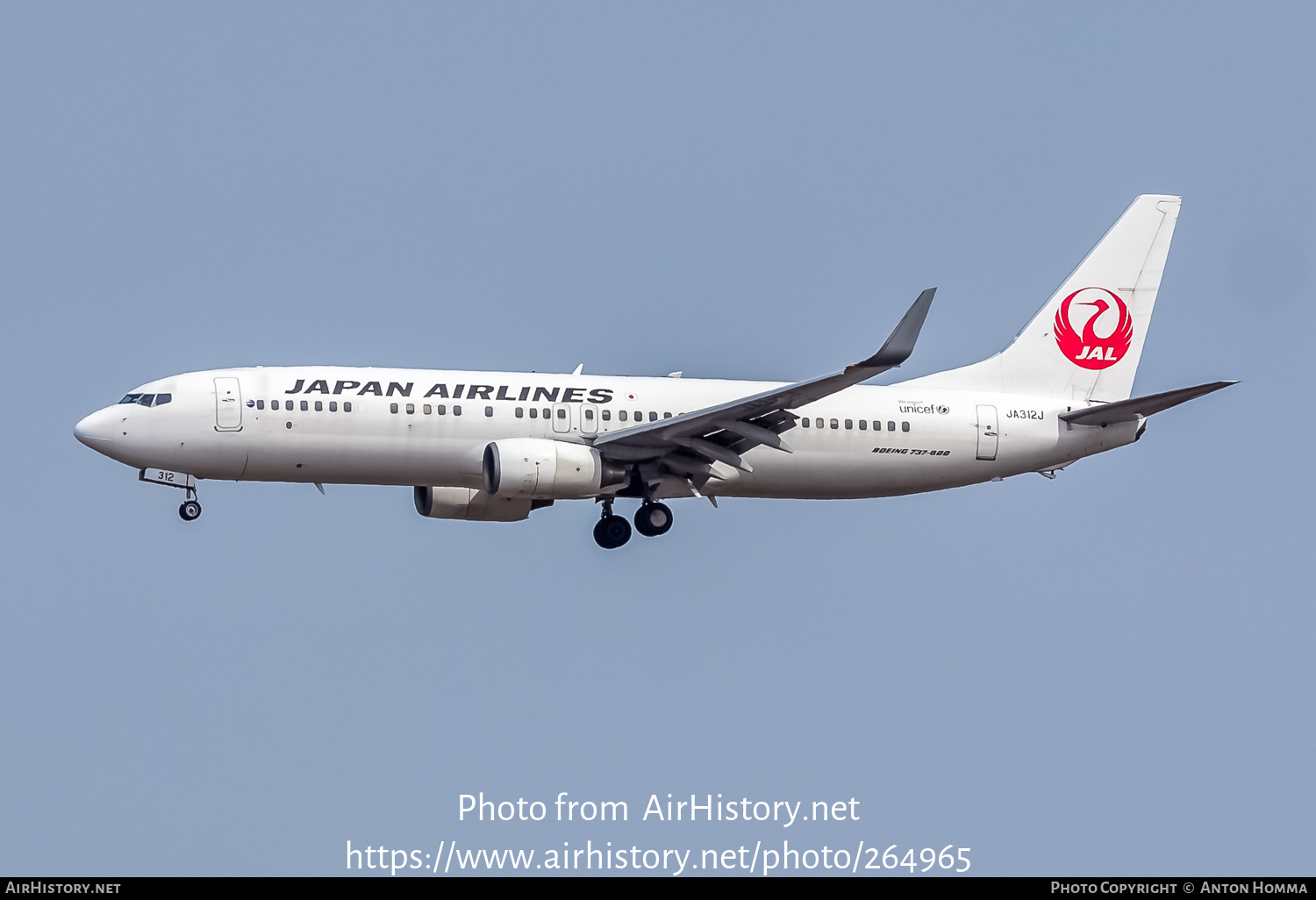 Aircraft Photo of JA312J | Boeing 737-846 | Japan Airlines - JAL | AirHistory.net #264965