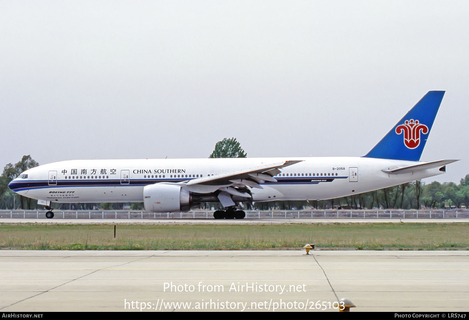 Aircraft Photo of B-2058 | Boeing 777-21B | China Southern Airlines | AirHistory.net #265103