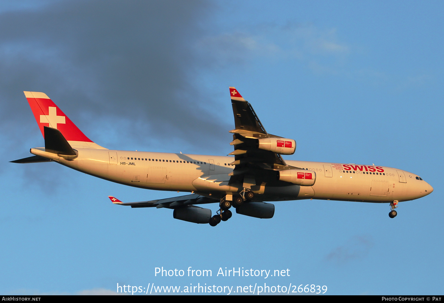 Aircraft Photo of HB-JML | Airbus A340-313X | Swiss International Air Lines | AirHistory.net #266839