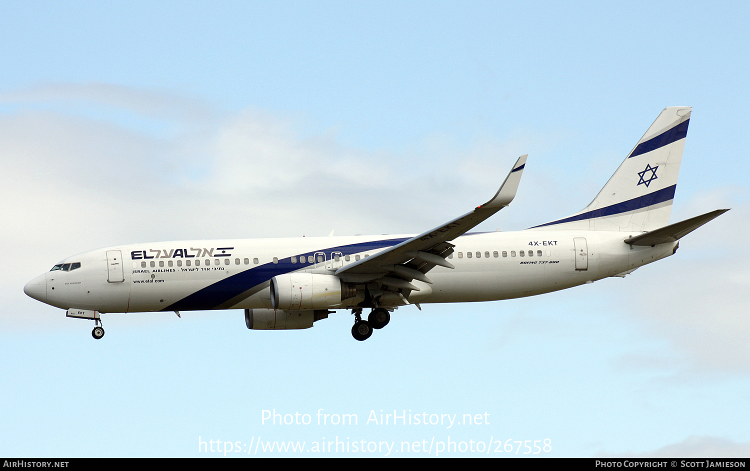 Aircraft Photo of 4X-EKT | Boeing 737-8BK | El Al Israel Airlines | AirHistory.net #267558