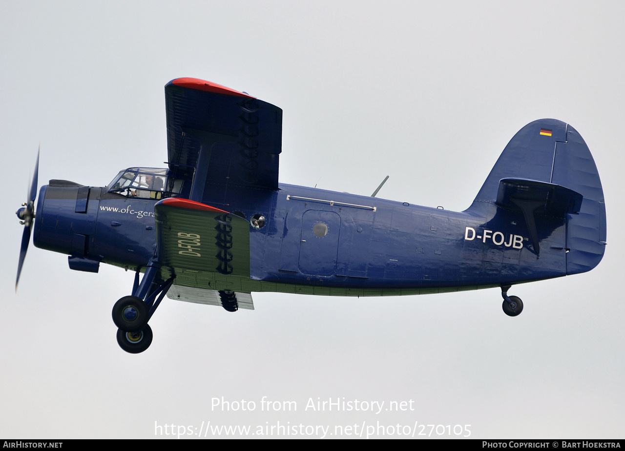 Aircraft Photo of D-FOJB | Antonov An-2T | Ostthüringer Fallschirmsportclub Gera | AirHistory.net #270105