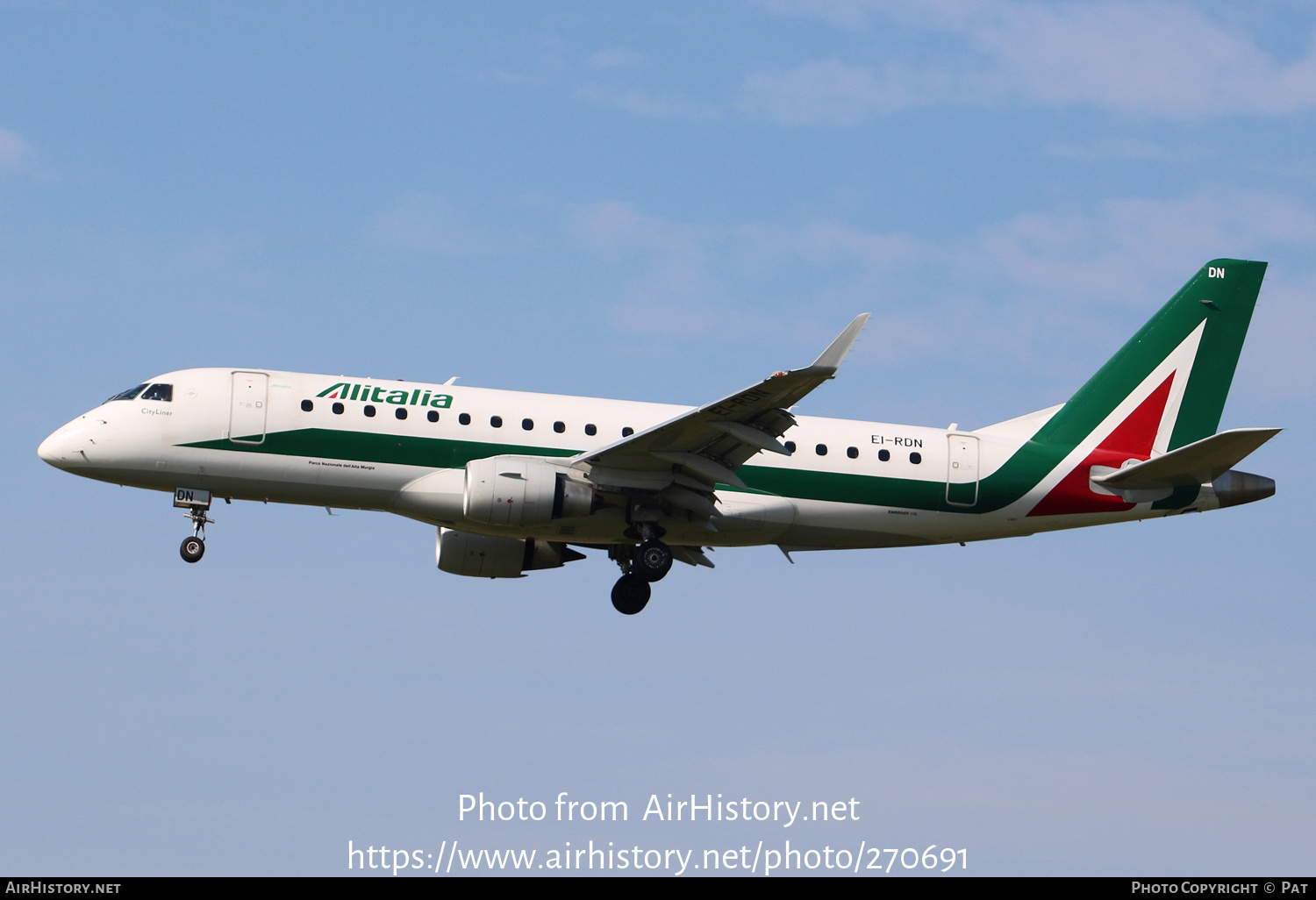 Aircraft Photo of EI-RDN | Embraer 175STD (ERJ-170-200STD) | Alitalia CityLiner | AirHistory.net #270691