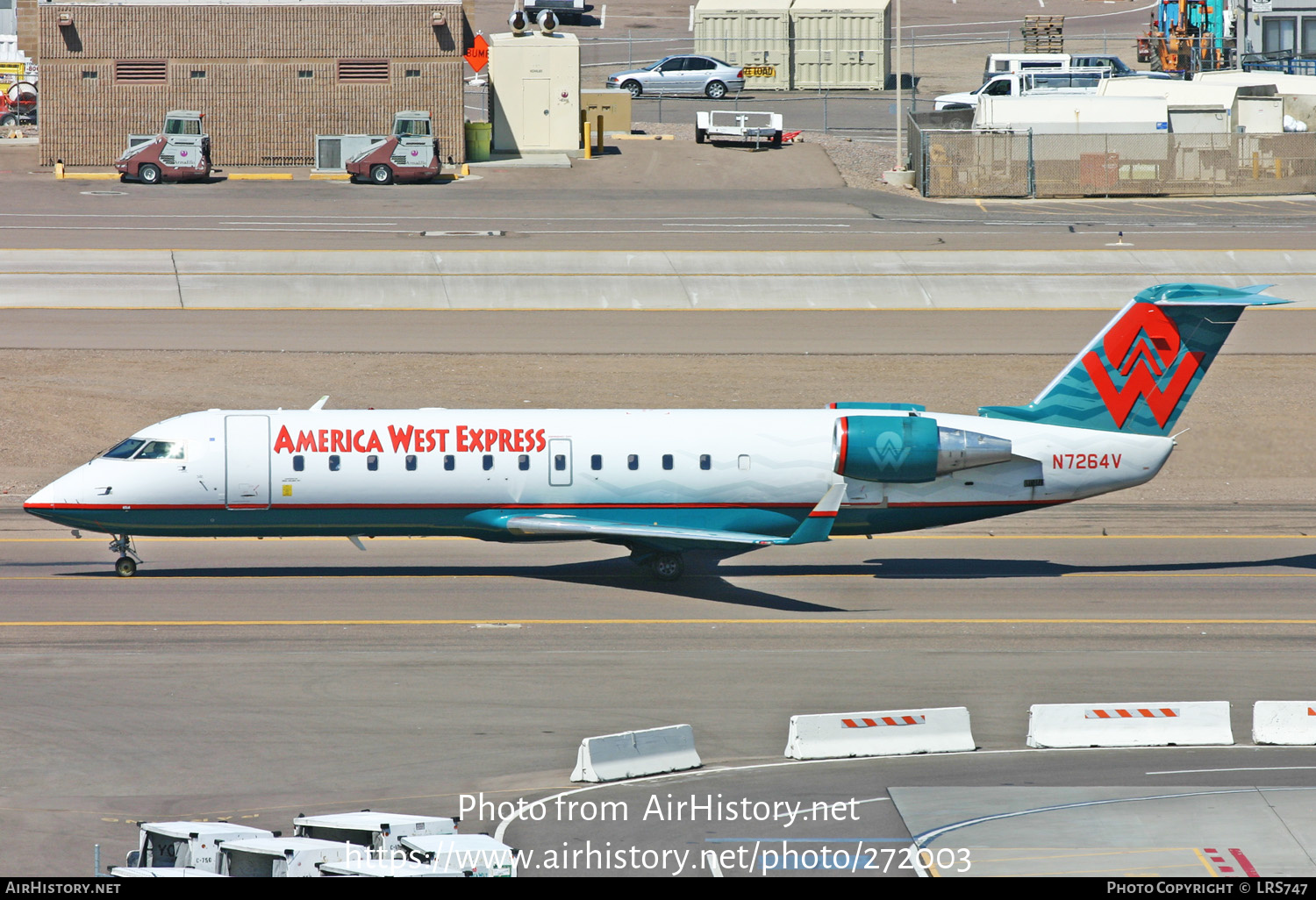 Aircraft Photo of N7264V | Bombardier CRJ-200LR (CL-600-2B19) | America West Express | AirHistory.net #272003