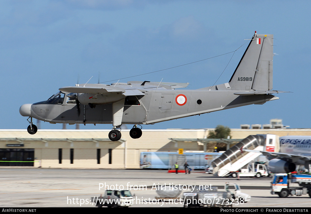 Aircraft Photo of AS9819 | Britten-Norman BN-2T Turbine Islander | Malta - Air Force | AirHistory.net #273238