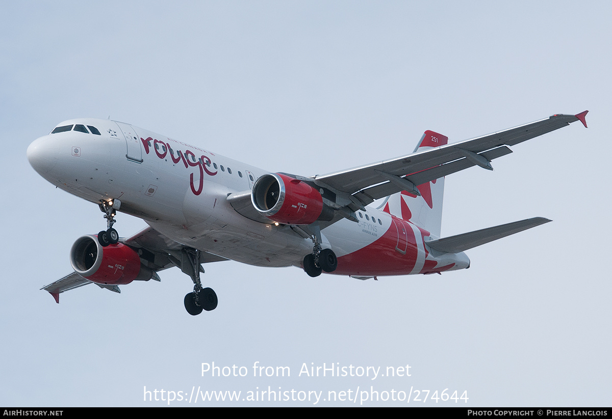 Aircraft Photo of C-FYNS | Airbus A319-114 | Air Canada Rouge | AirHistory.net #274644