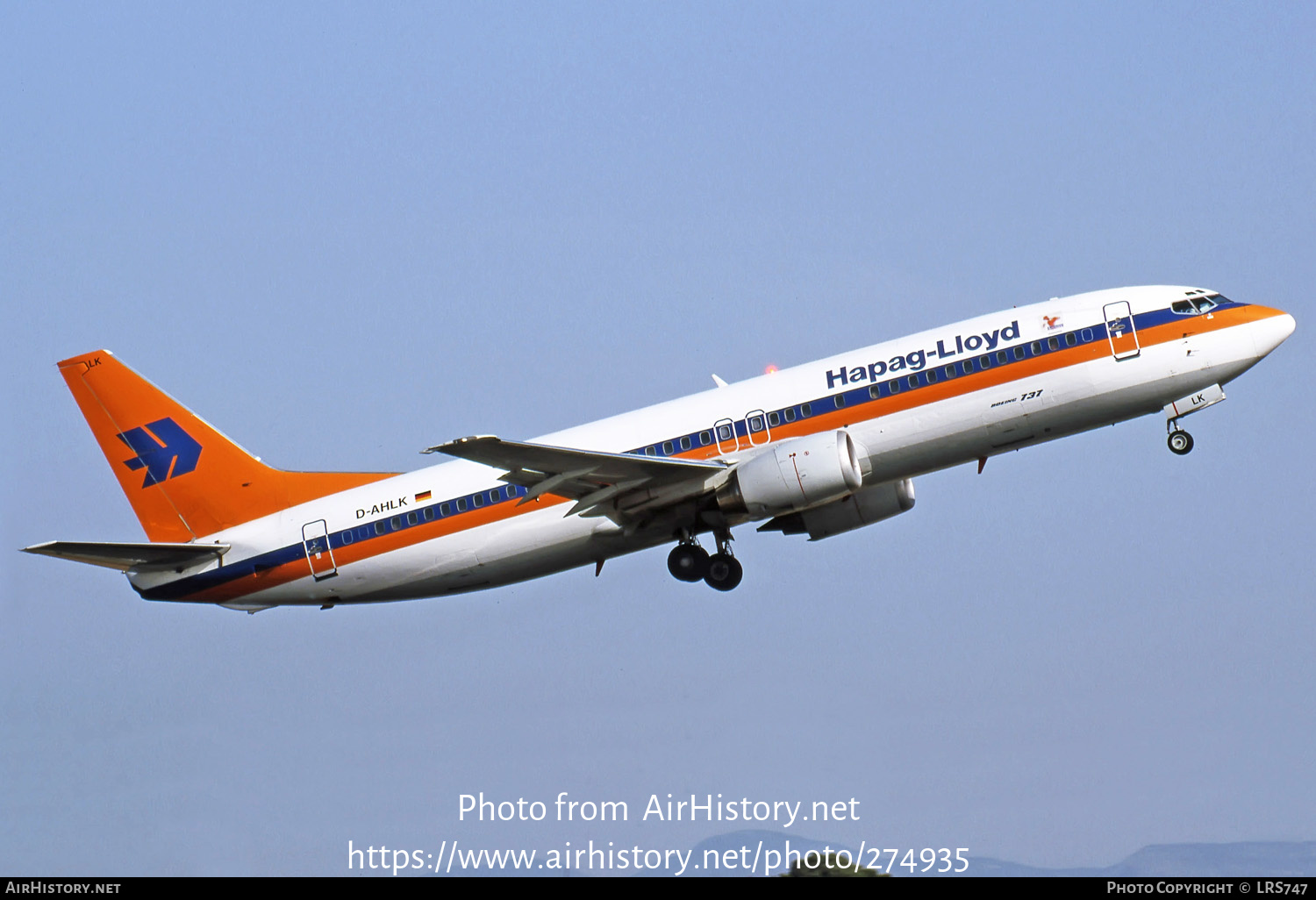 Aircraft Photo of D-AHLK | Boeing 737-4K5 | Hapag-Lloyd | AirHistory.net #274935