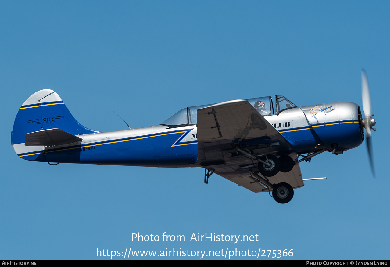 Aircraft Photo of VH-VMI | Yakovlev Yak-52 | Moscow Aero Club | AirHistory.net #275366