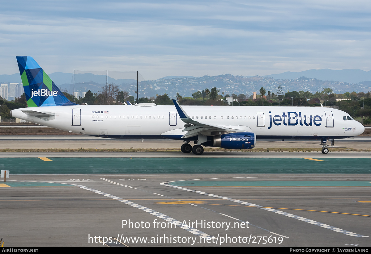 Aircraft Photo of N946JL | Airbus A321-231 | JetBlue Airways | AirHistory.net #275619