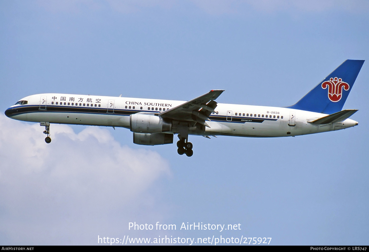 Aircraft Photo of B-2838 | Boeing 757-2Z0 | China Southern Airlines | AirHistory.net #275927