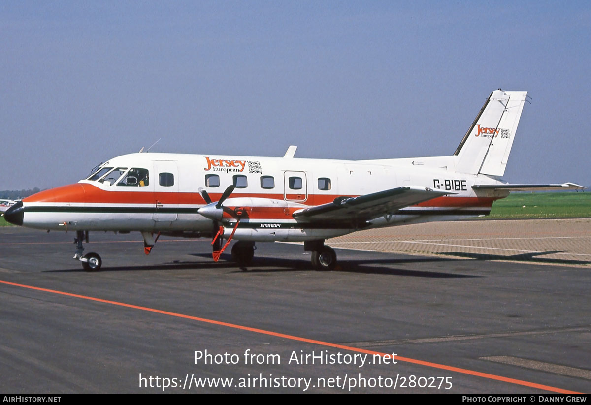 Aircraft Photo of G-BIBE | Embraer EMB-110P1 Bandeirante | Jersey European Airways | AirHistory.net #280275