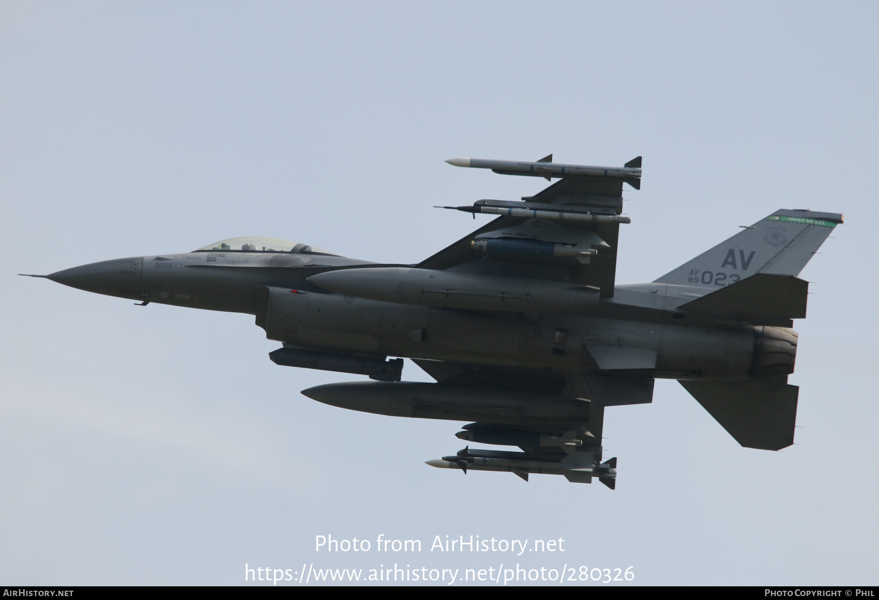 Aircraft Photo of 89-2023 / AF89-023 | General Dynamics F-16CM Fighting Falcon | USA - Air Force | AirHistory.net #280326