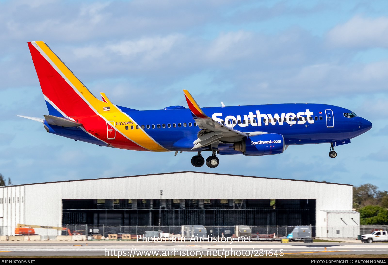 Aircraft Photo of N429WN | Boeing 737-7H4 | Southwest Airlines | AirHistory.net #281648