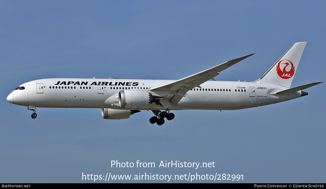 Aircraft Photo of JA863J | Boeing 787-9 Dreamliner | Japan Airlines - JAL | AirHistory.net #282991