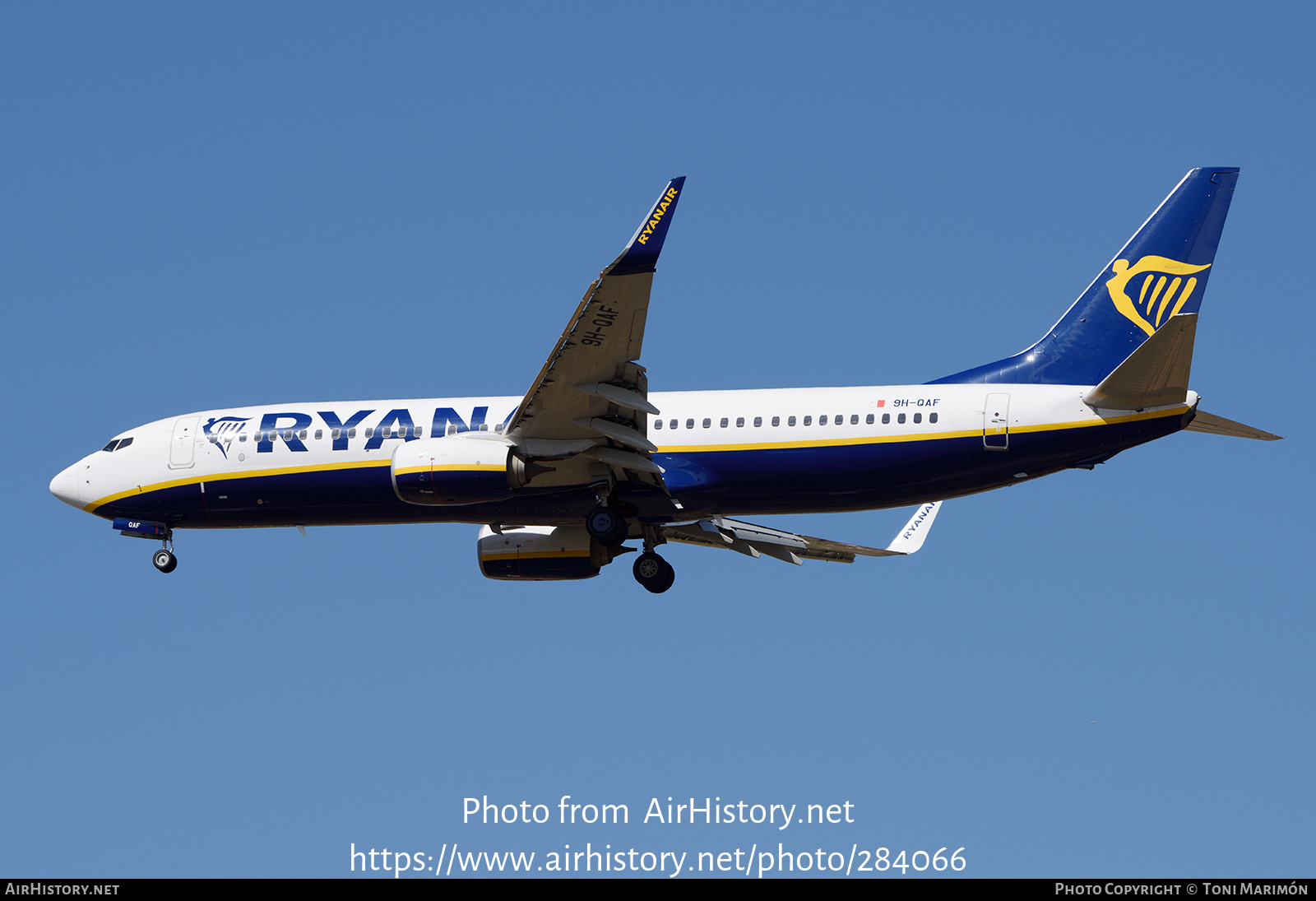 Aircraft Photo of 9H-QAF | Boeing 737-800 | Ryanair | AirHistory.net #284066