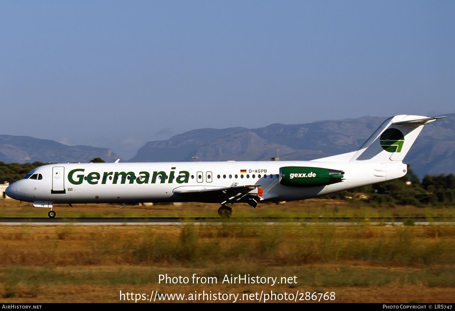 Aircraft Photo of D-AGPB | Fokker 100 (F28-0100) | Germania | AirHistory.net #286768