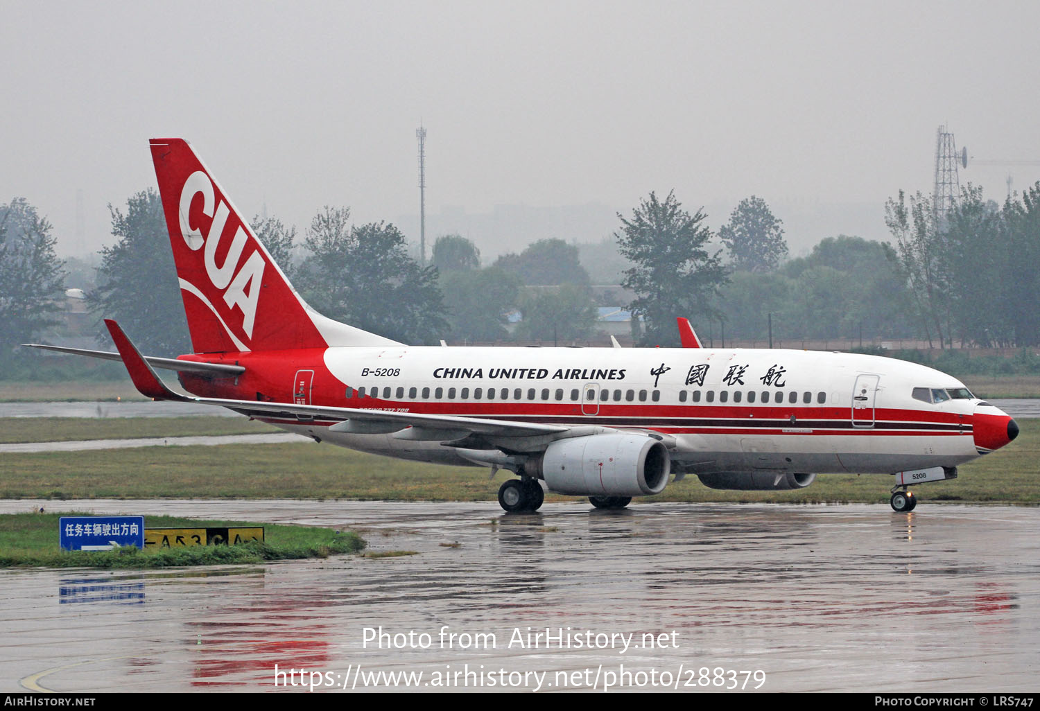 Aircraft Photo Of B-5208 | Boeing 737-79P | China United Airlines - CUA ...