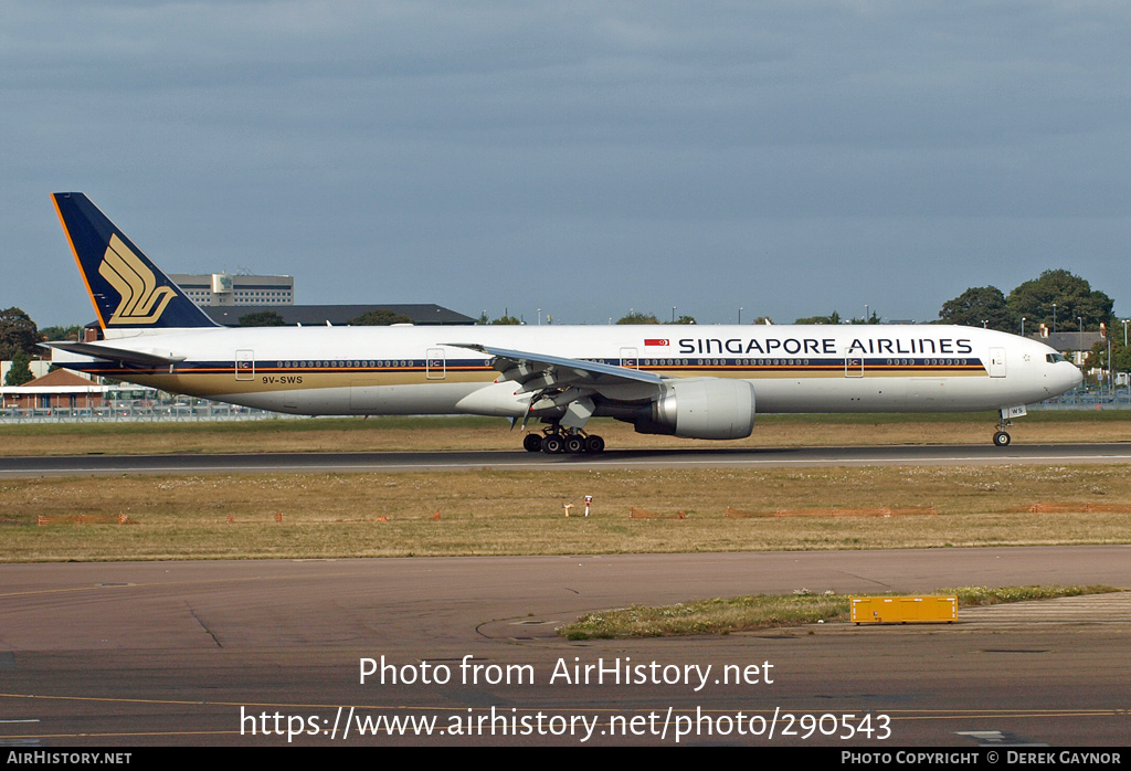 Aircraft Photo of 9V-SWS | Boeing 777-312/ER | Singapore Airlines | AirHistory.net #290543