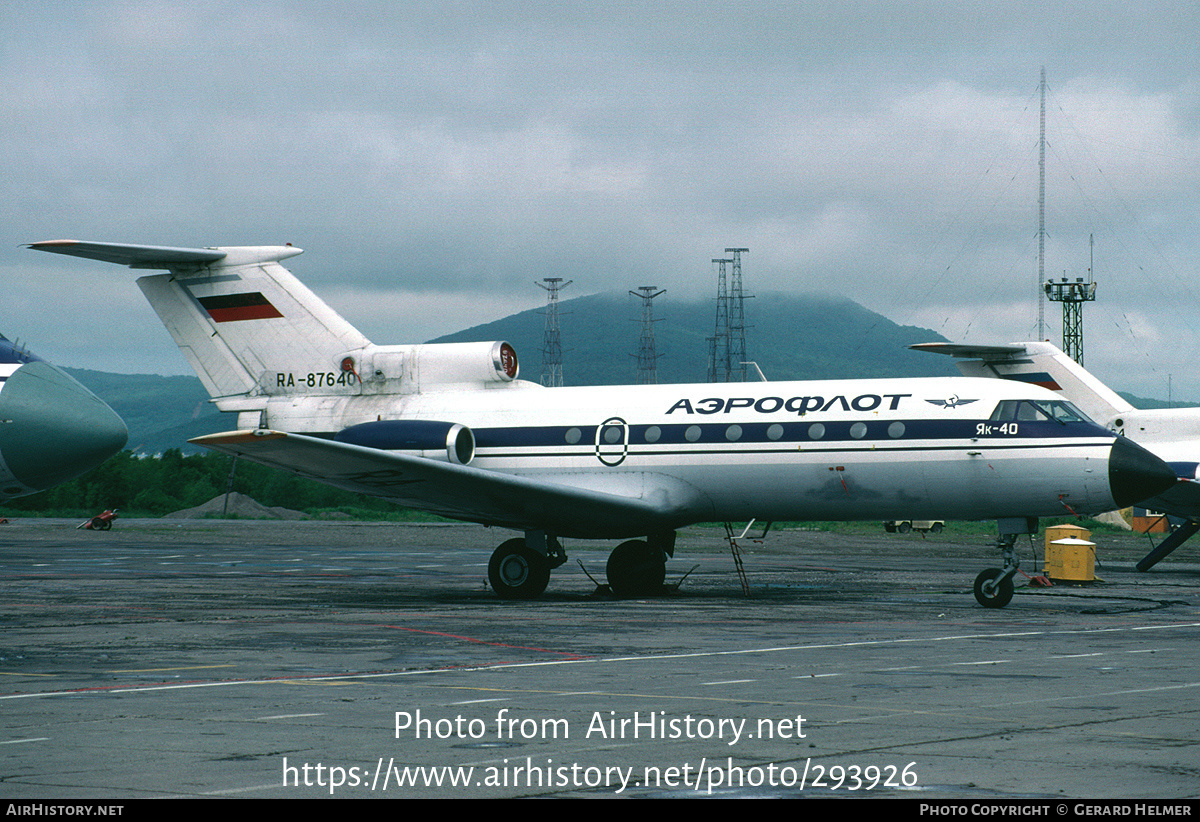 Aircraft Photo of RA-87640 | Yakovlev Yak-40 | Aeroflot | AirHistory.net #293926