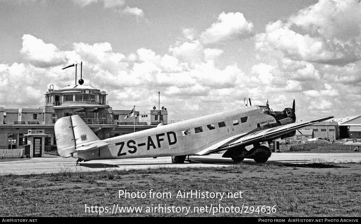 Aircraft Photo of ZS-AFD | Junkers Ju 52/3m ge | South African Airways - Suid-Afrikaanse Lugdiens | AirHistory.net #294636