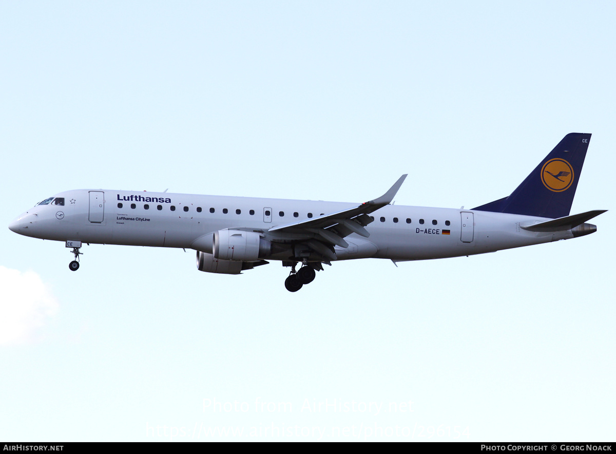 Aircraft Photo of D-AECE | Embraer 190LR (ERJ-190-100LR) | Lufthansa | AirHistory.net #296154