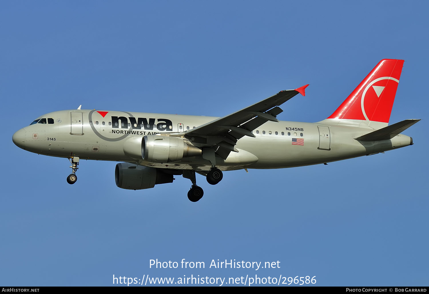 Aircraft Photo of N345NB | Airbus A319-114 | Northwest Airlines | AirHistory.net #296586