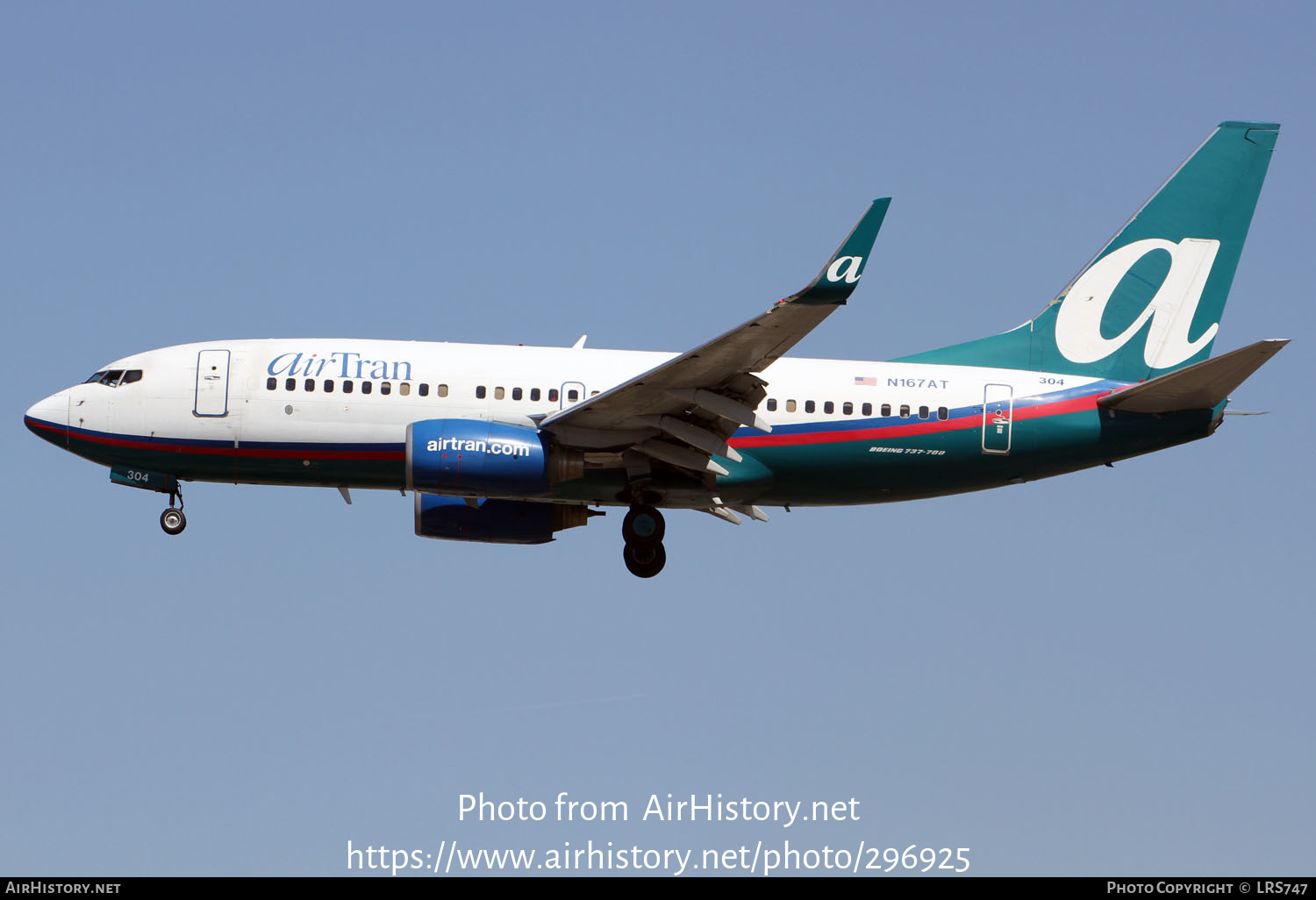 Aircraft Photo of N167AT | Boeing 737-7BD | AirTran | AirHistory.net #296925