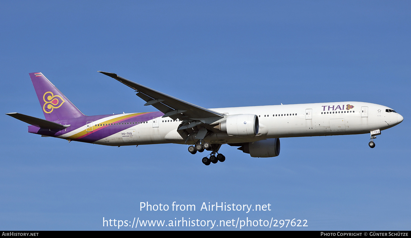 Aircraft Photo of HS-TKQ | Boeing 777-3AL/ER | Thai Airways International | AirHistory.net #297622