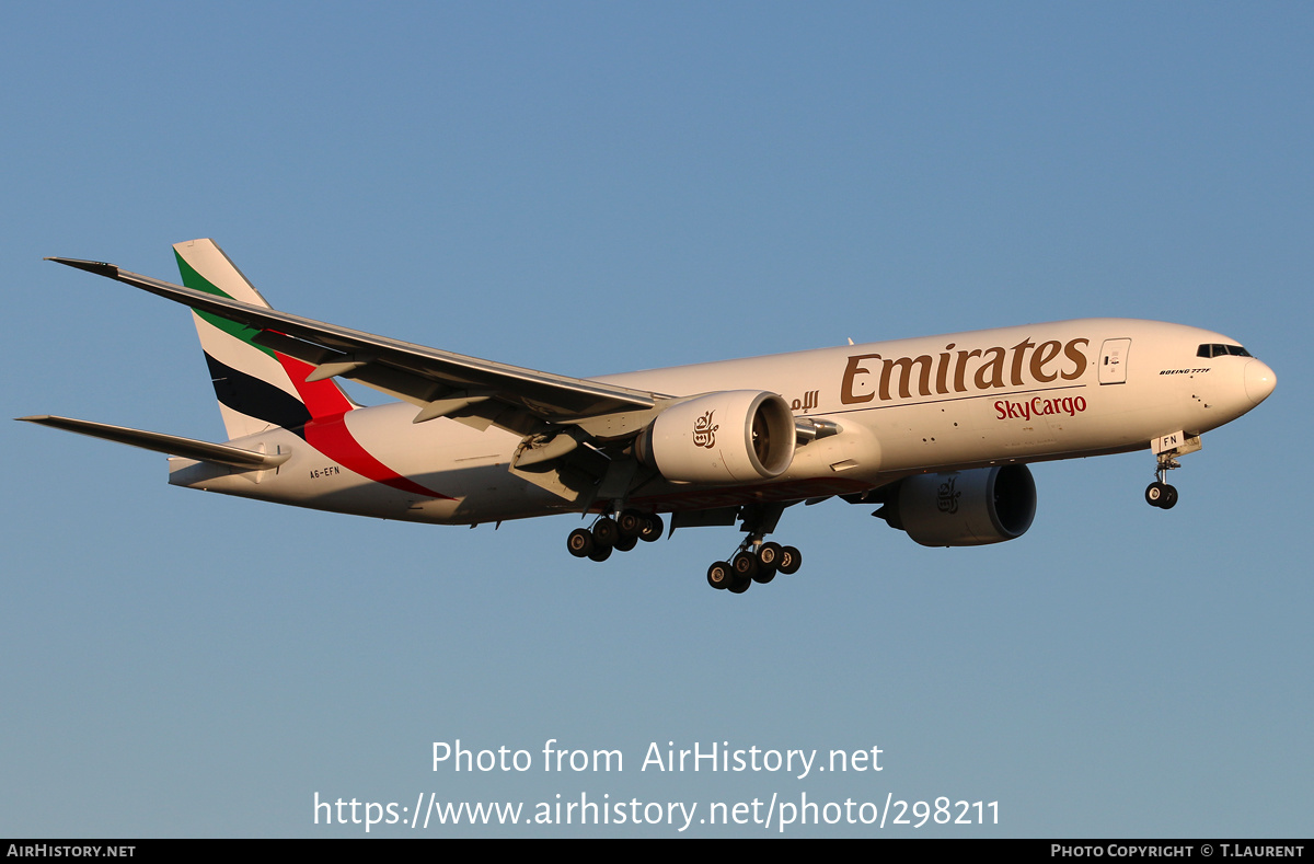 Aircraft Photo of A6-EFN | Boeing 777-F1H | Emirates SkyCargo | AirHistory.net #298211