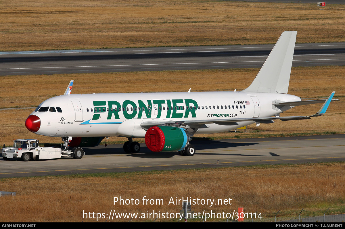 Aircraft Photo of F-WWBT | Airbus A320-251N | Frontier Airlines | AirHistory.net #301114