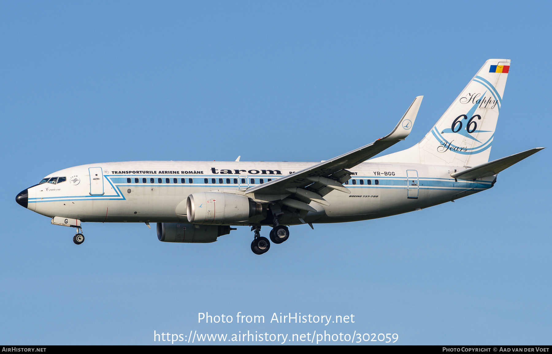 Aircraft Photo of YR-BGG | Boeing 737-78J | TAROM - Transporturile Aeriene Române | AirHistory.net #302059