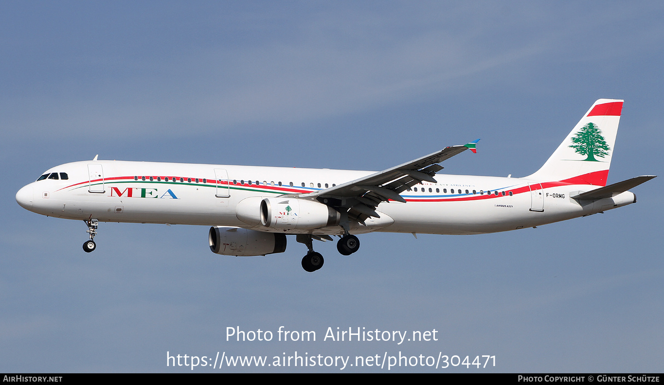 Aircraft Photo of F-ORMG | Airbus A321-231 | MEA - Middle East Airlines | AirHistory.net #304471