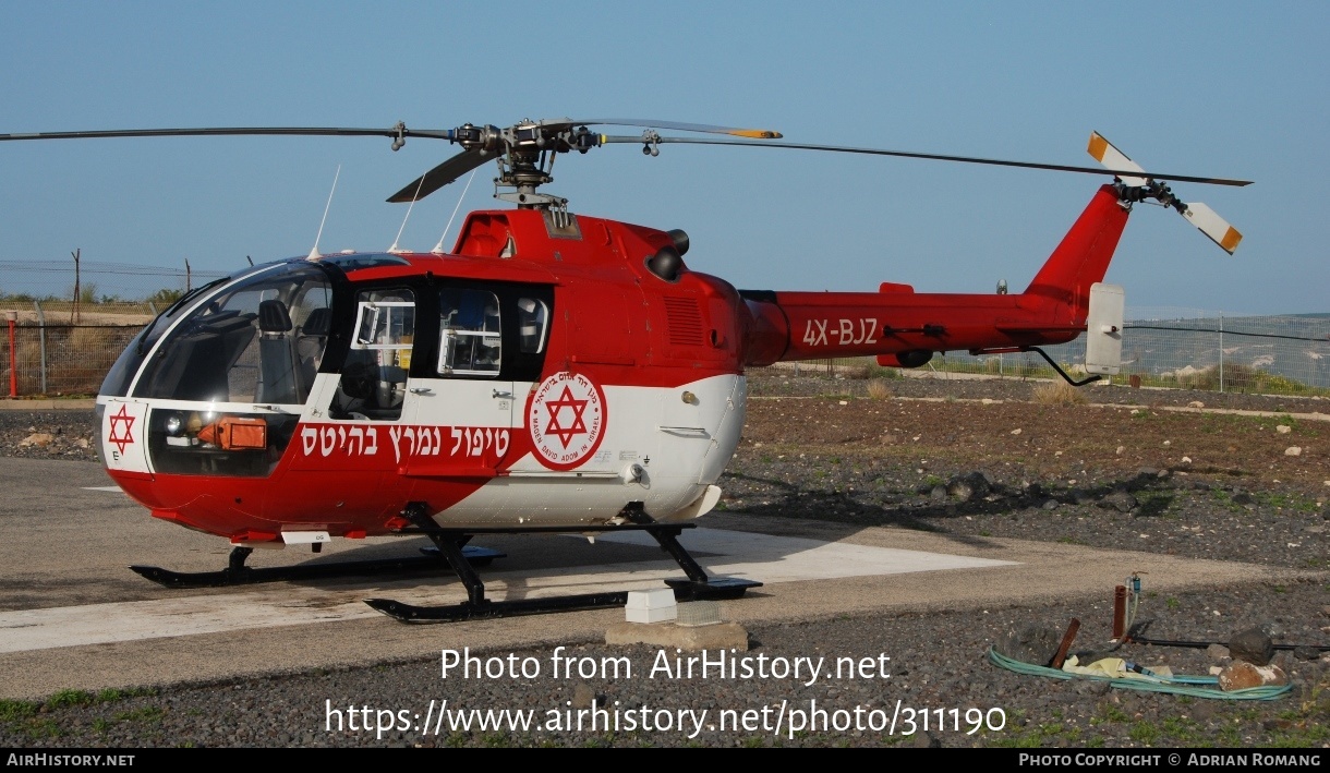 Aircraft Photo of 4X-BJZ | MBB BO-105CBS-4 | Lahak Aviation | Magen David Adom | AirHistory.net #311190