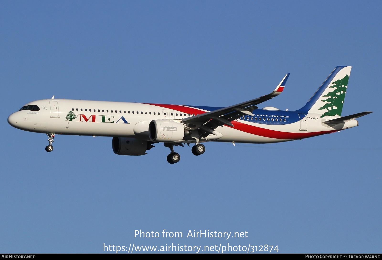 Aircraft Photo of T7-ME7 | Airbus A321-271NX | MEA - Middle East Airlines | AirHistory.net #312874