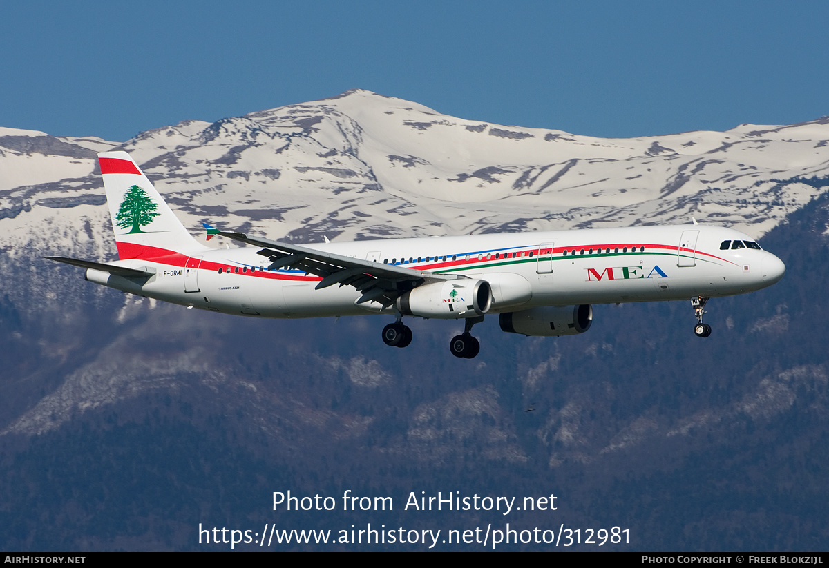 Aircraft Photo of F-ORMI | Airbus A321-231 | MEA - Middle East Airlines | AirHistory.net #312981