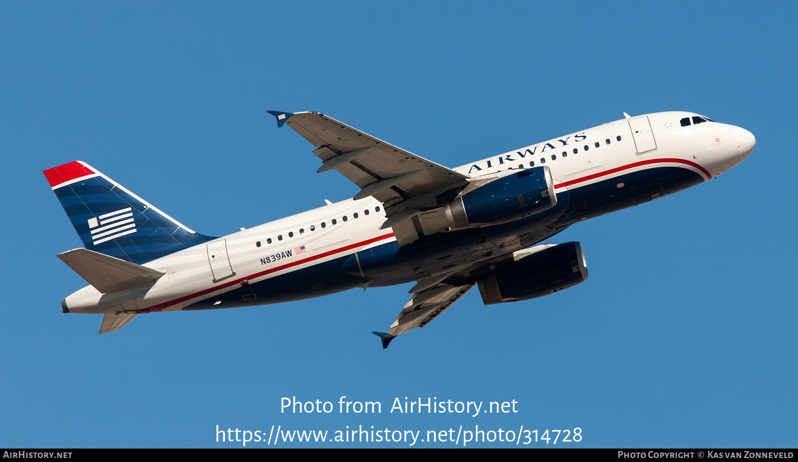 Aircraft Photo of N839AW | Airbus A319-132 | US Airways | AirHistory.net #314728