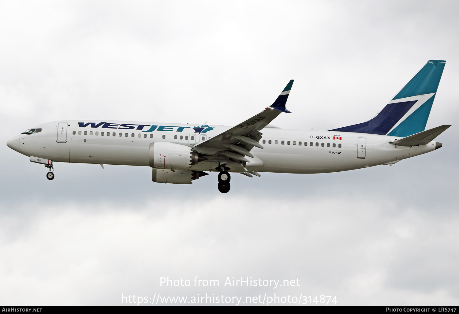 Aircraft Photo of C-GXAX | Boeing 737-8 Max 8 | WestJet | AirHistory.net #314874