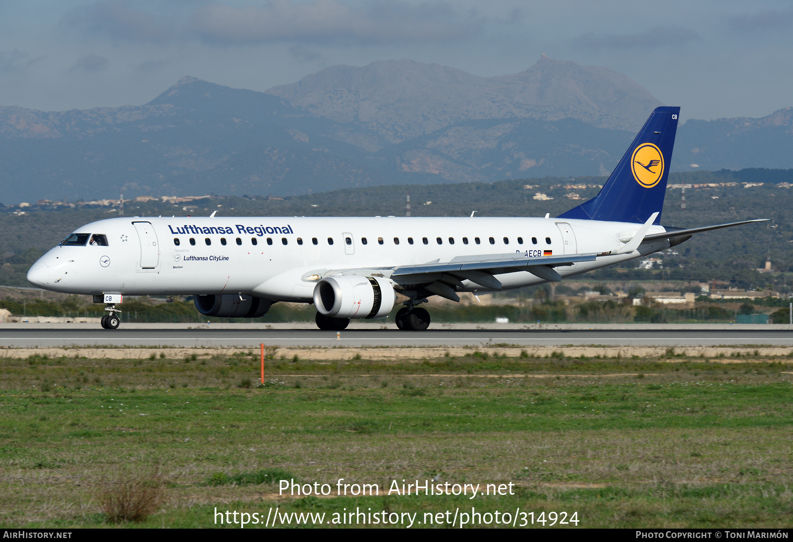 Aircraft Photo of D-AECB | Embraer 190LR (ERJ-190-100LR) | Lufthansa Regional | AirHistory.net #314924