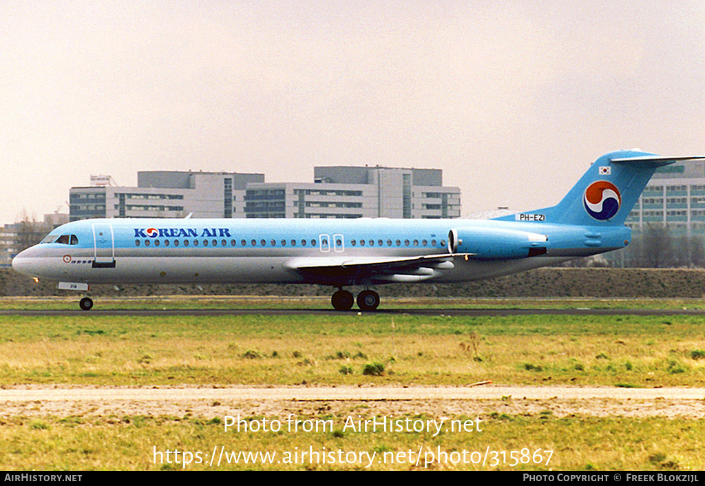 Aircraft Photo of PH-EZI | Fokker 100 (F28-0100) | Korean Air | AirHistory.net #315867