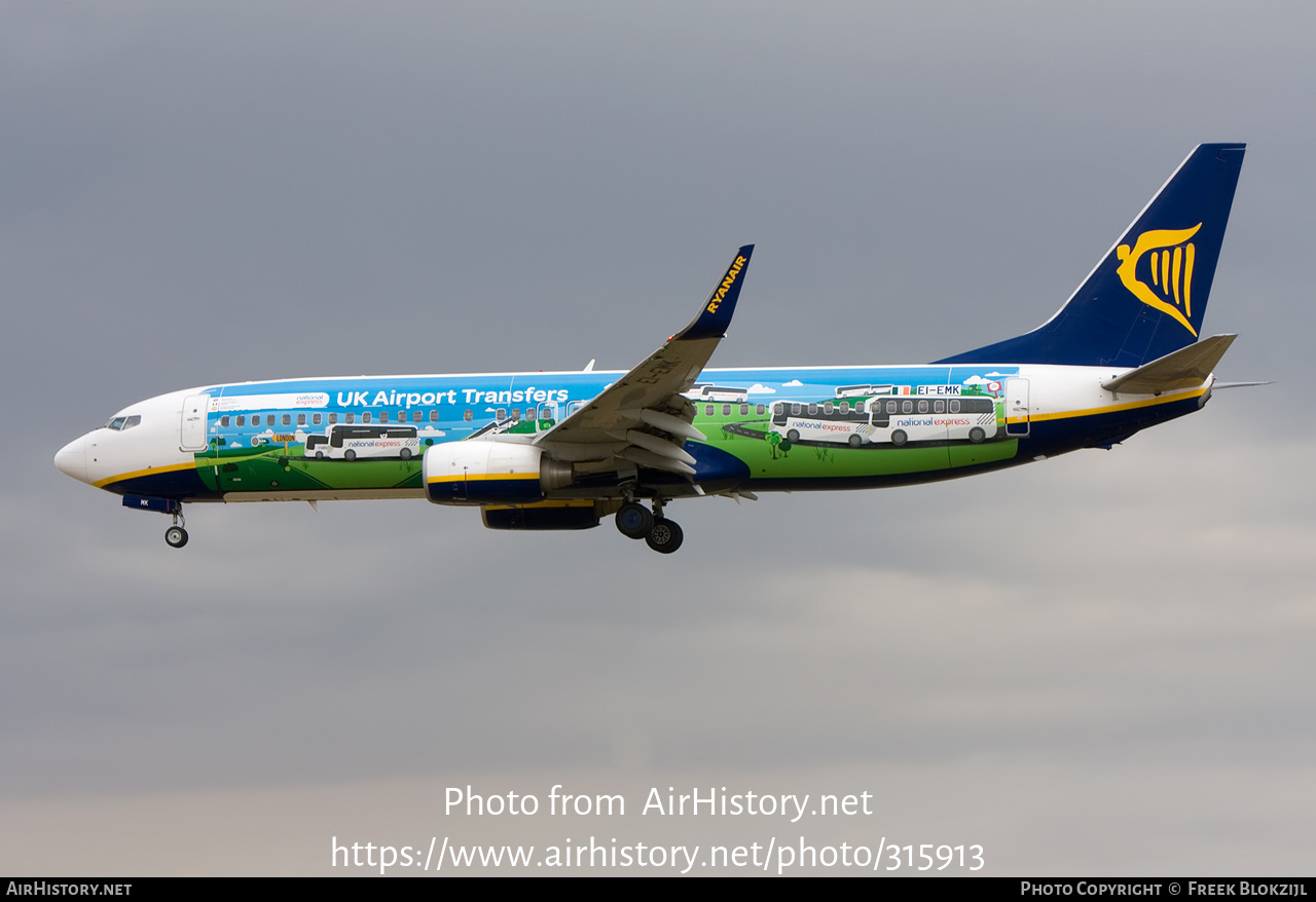 Aircraft Photo of EI-EMK | Boeing 737-8AS | Ryanair | AirHistory.net #315913