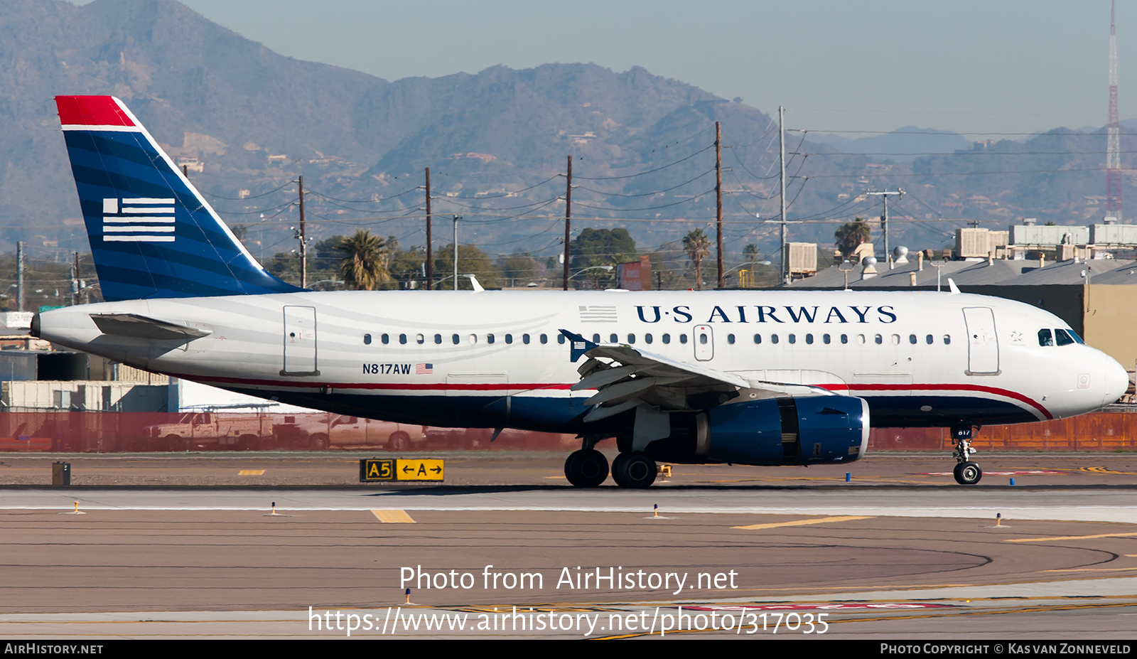 Aircraft Photo of N817AW | Airbus A319-132 | US Airways | AirHistory.net #317035