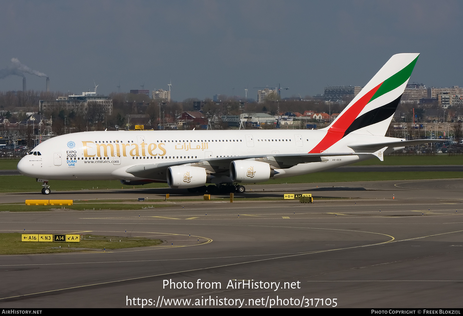 Aircraft Photo of A6-EES | Airbus A380-861 | Emirates | AirHistory.net #317105