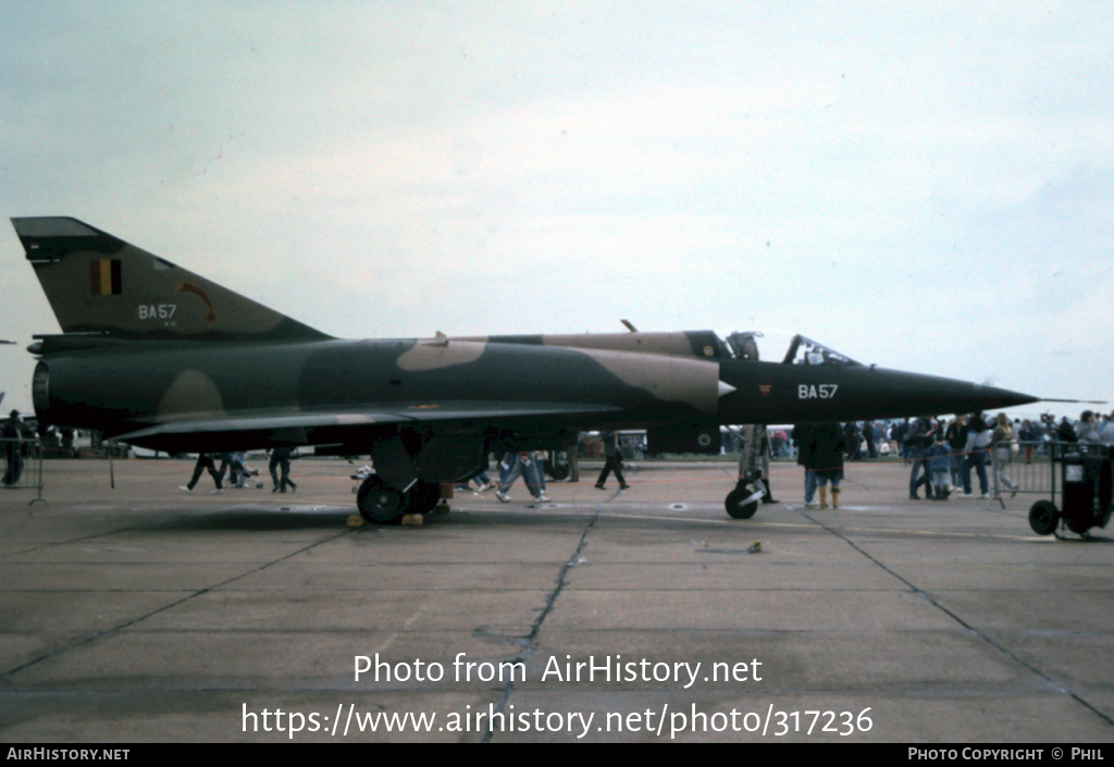 Aircraft Photo of BA57 | Dassault Mirage 5BA | Belgium - Air Force | AirHistory.net #317236